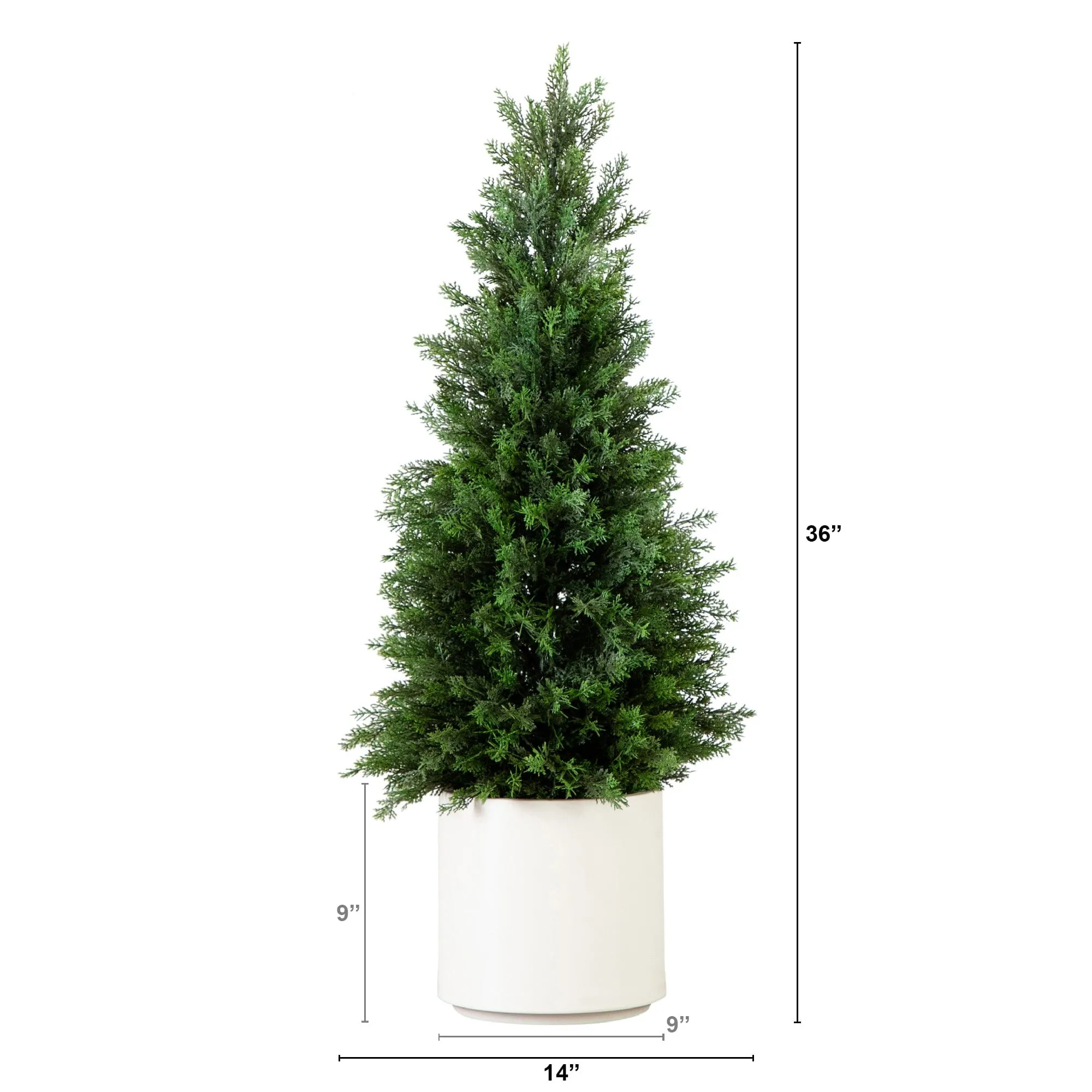 3’ Artificial Cedar Tree in White Planter UV Resistant (Indoor/Outdoor)