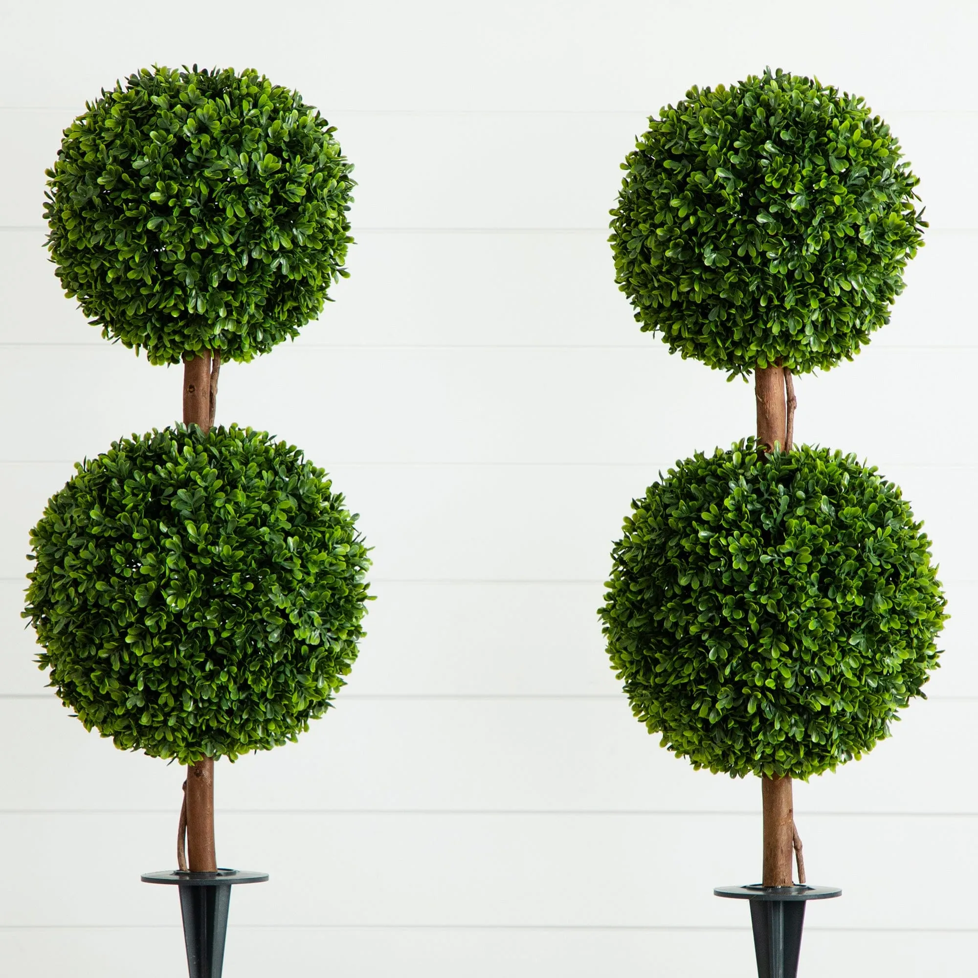 3’ UV Resistant Artificial Double Ball Boxwood Topiary with Integrated Ground Stake