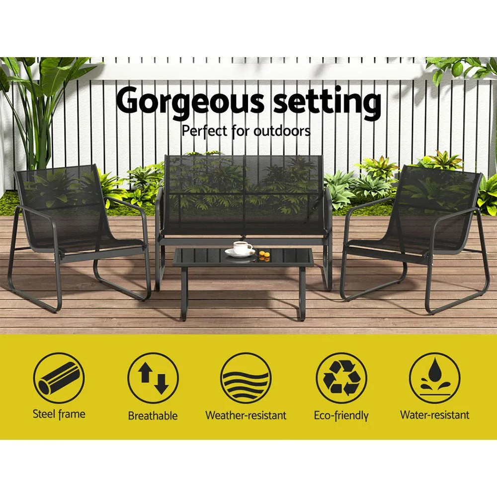 4 Piece Outdoor Patio Setting Black