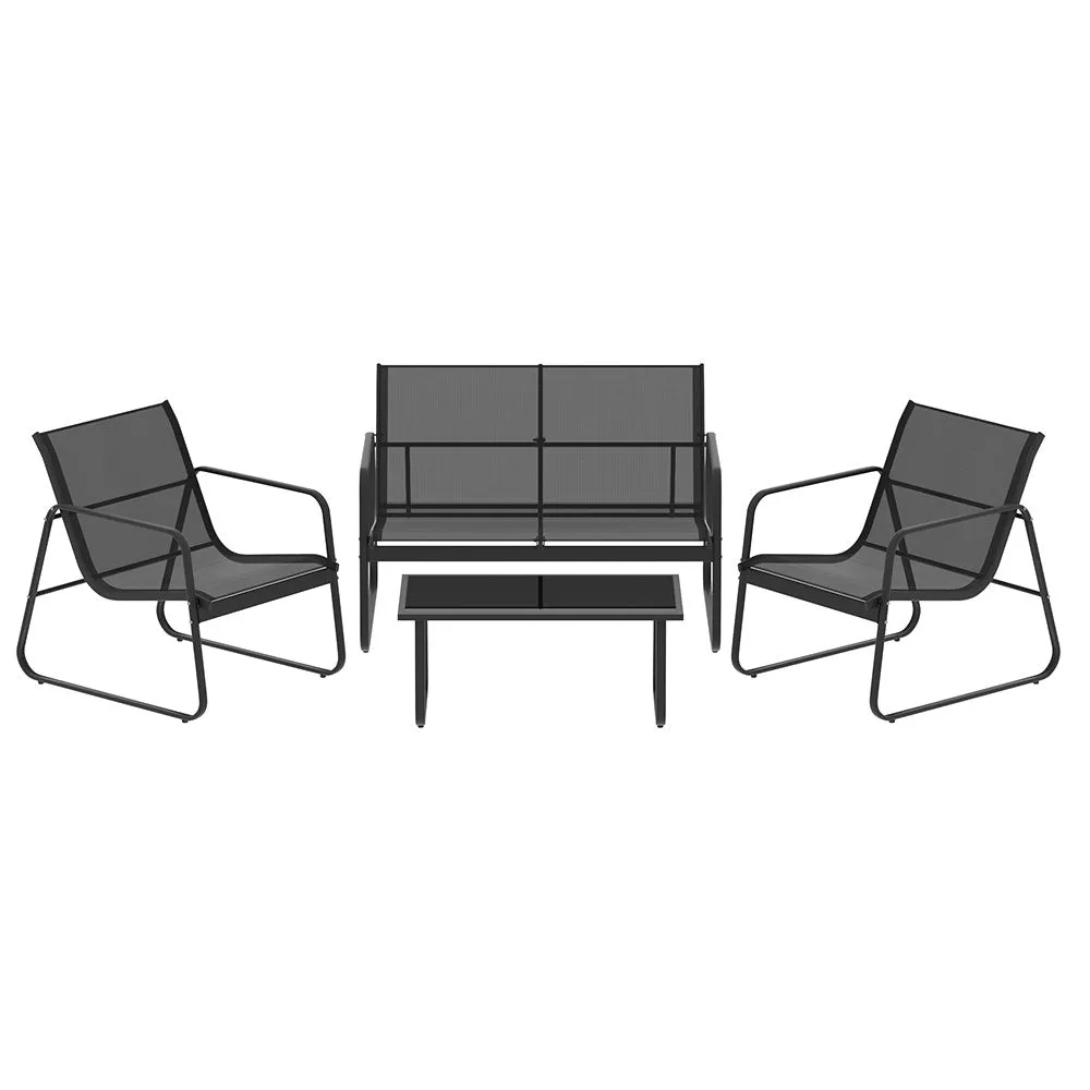 4 Piece Outdoor Patio Setting Black