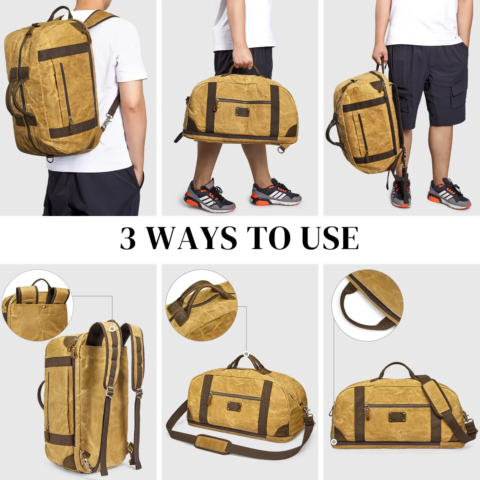 40L Waxed Canvas Waterproof Backpack Duffel Bags