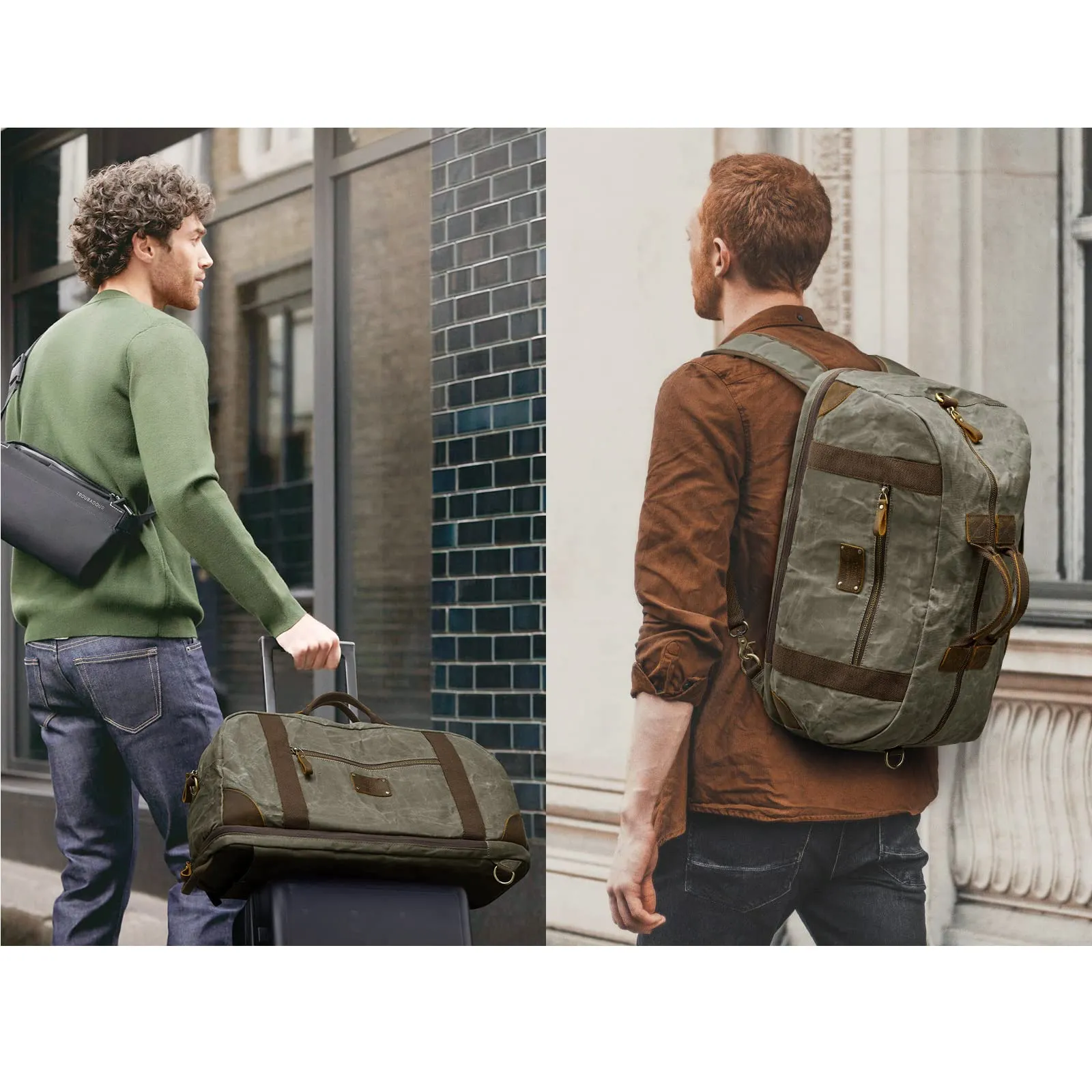 40L Waxed Canvas Waterproof Backpack Duffel Bags