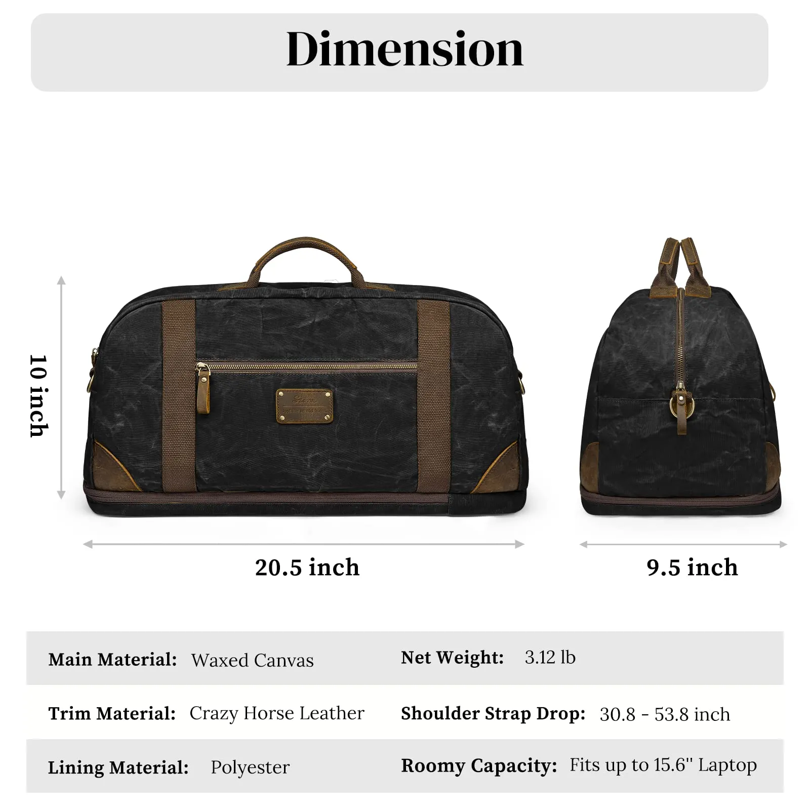 40L Waxed Canvas Waterproof Backpack Duffel Bags