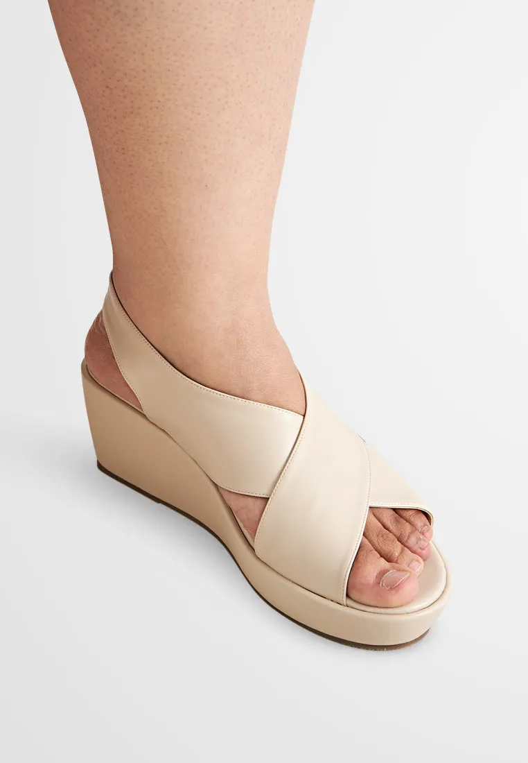 Anka Criss Cross Velcro Ankle Strap Wedges