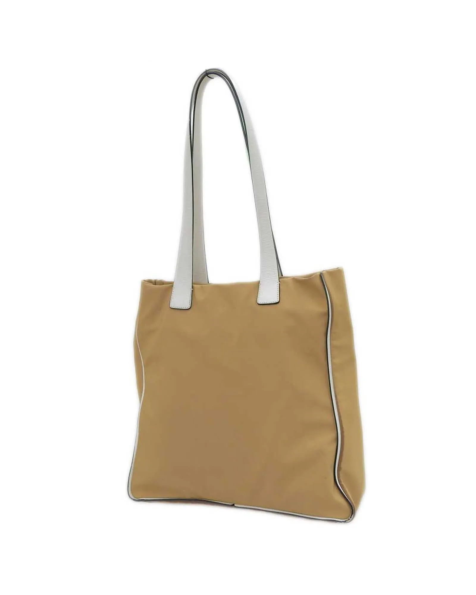 Authentic Bally Beige Nylon Leather Tote Bag Very Good Condition