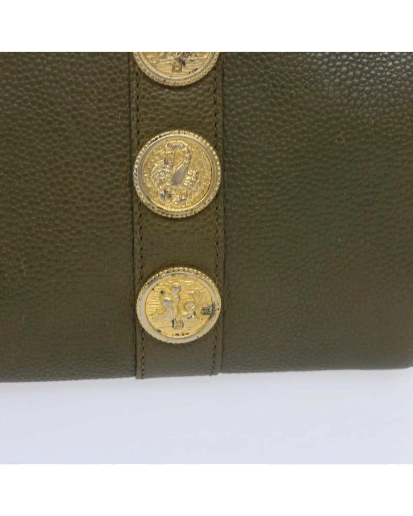 Authentic Khaki Leather Shoulder Bag by FENDI