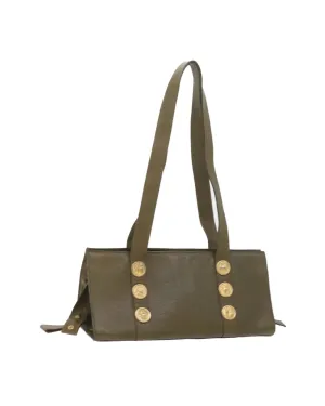 Authentic Khaki Leather Shoulder Bag by FENDI