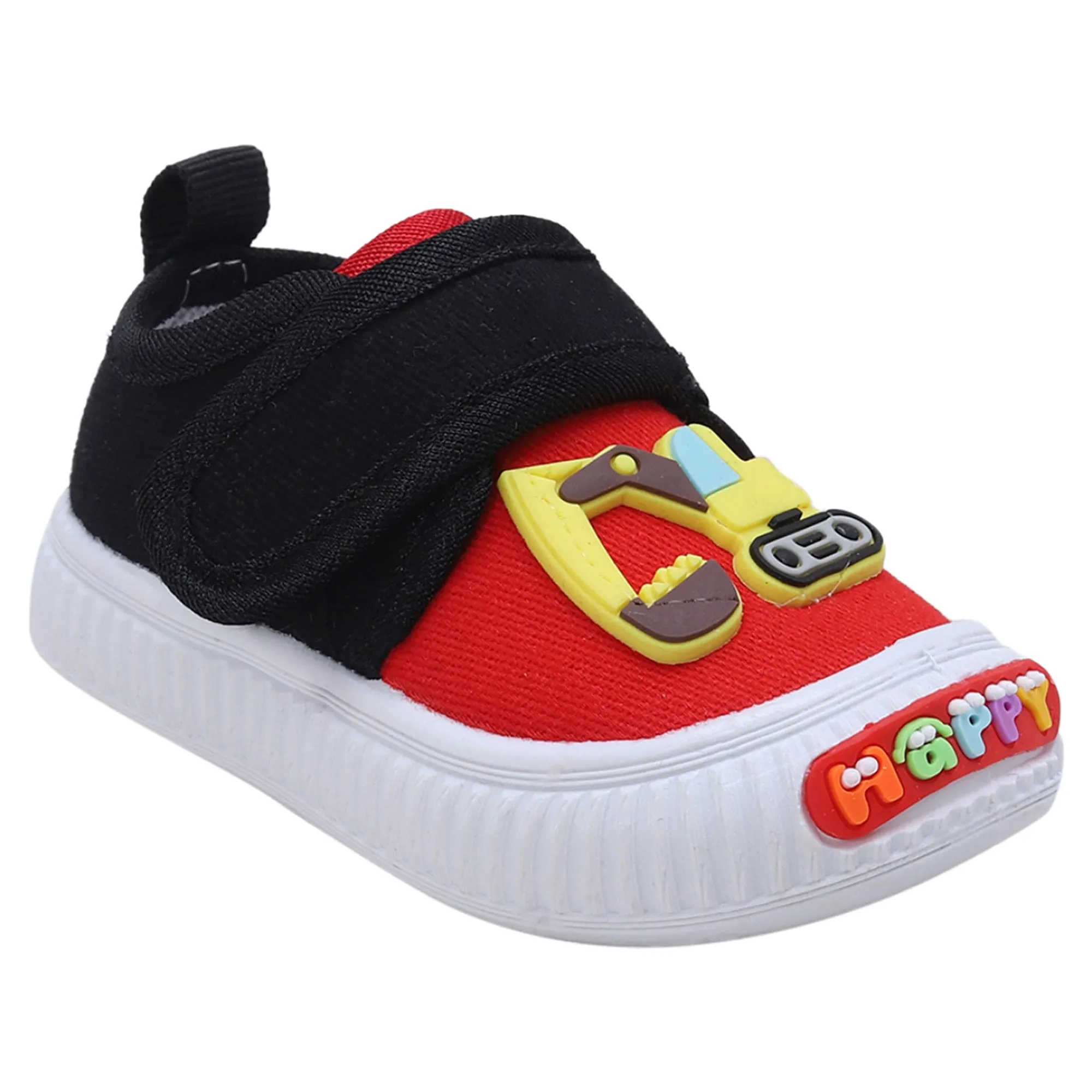 Baby Moo Truck Applique Velcro Strap Anti-Skid Chu Chu Sound Sneakers - Red