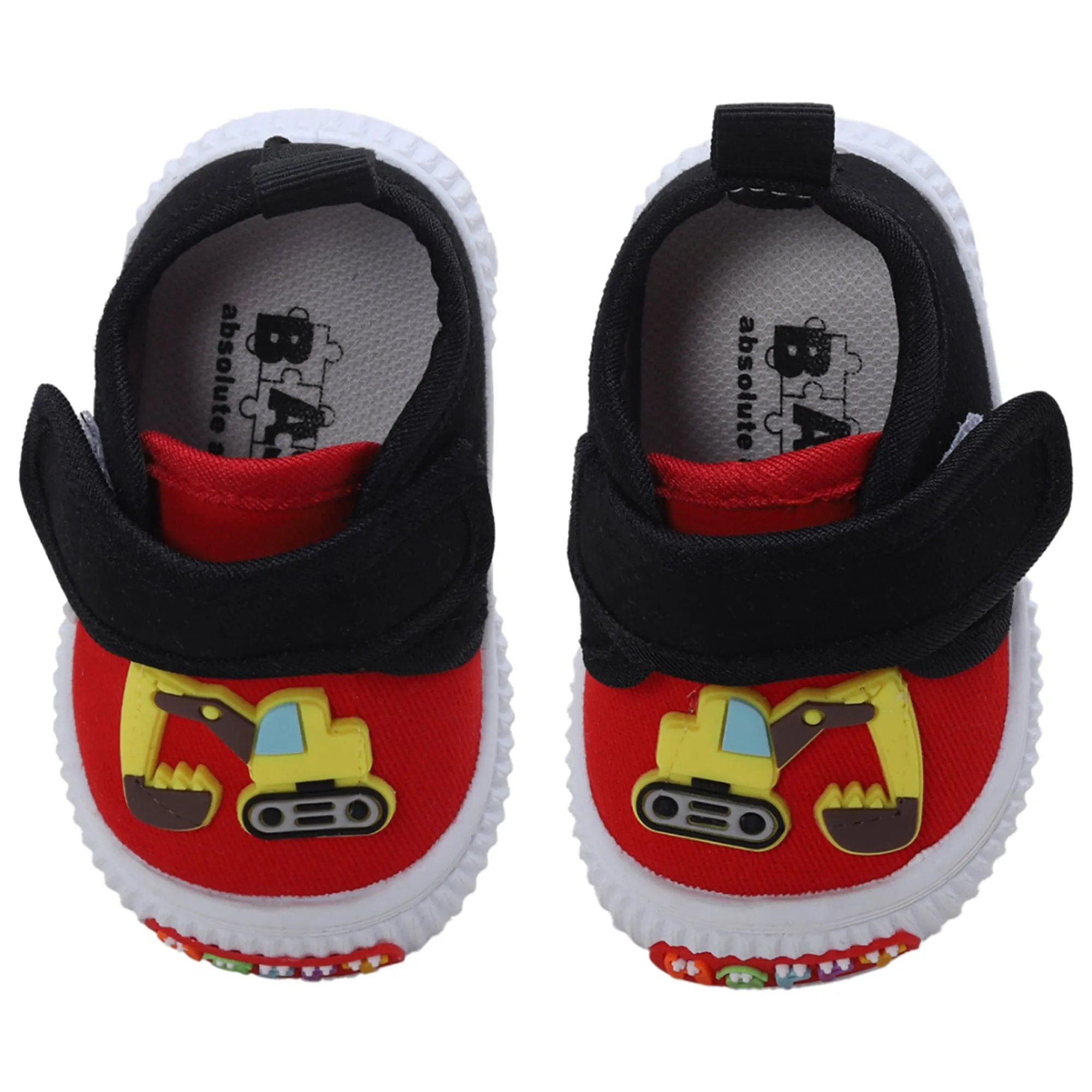 Baby Moo Truck Applique Velcro Strap Anti-Skid Chu Chu Sound Sneakers - Red