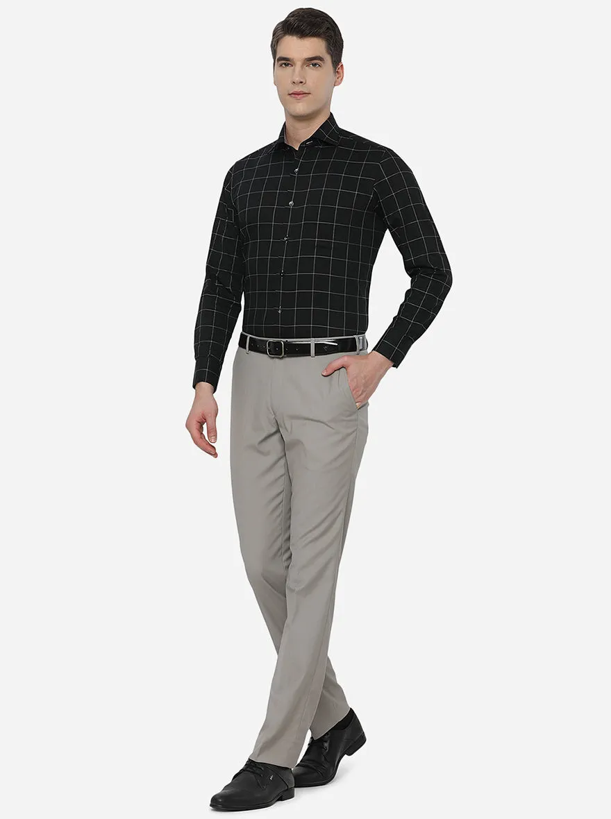 Black & Green Checked Slim Fit Formal Shirt | Metal