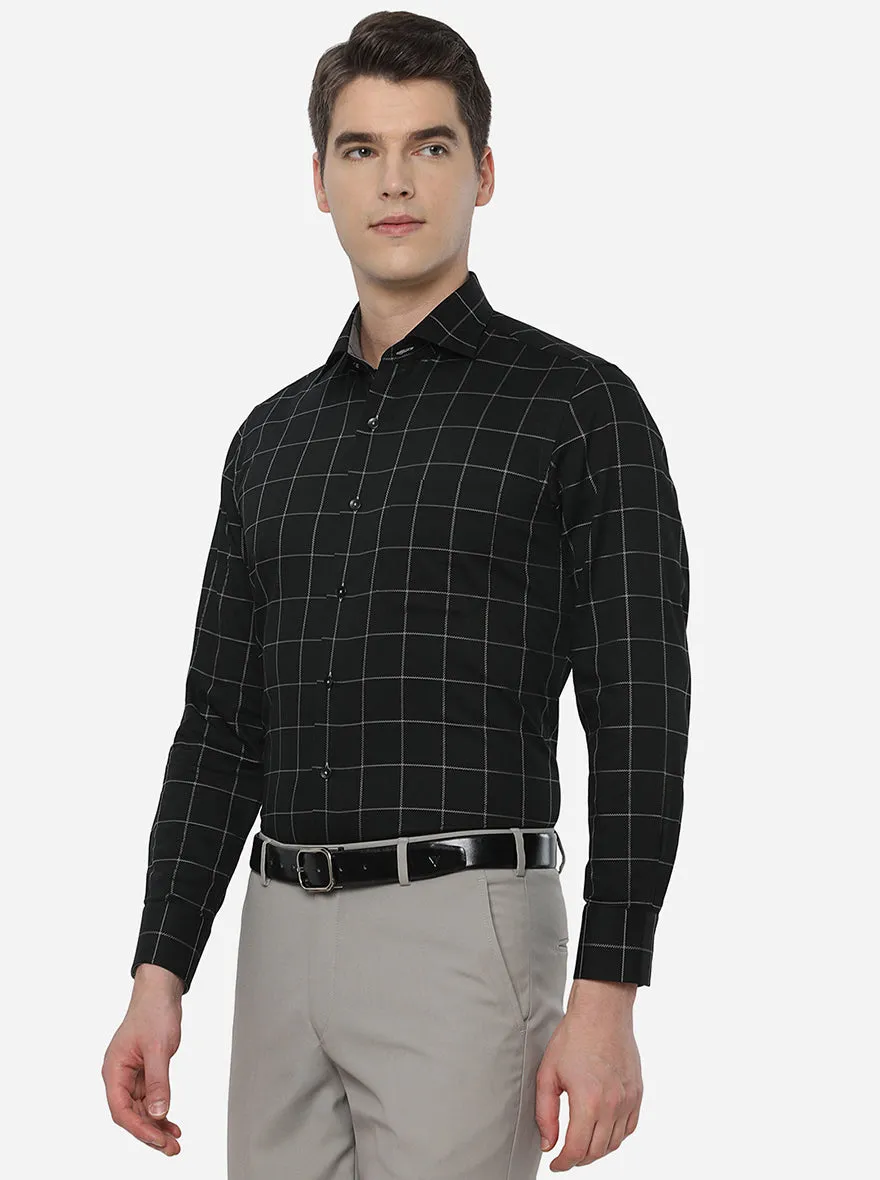 Black & Green Checked Slim Fit Formal Shirt | Metal