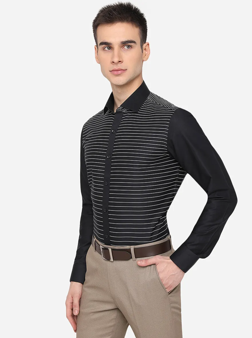 Black & White Striped Slim Fit Party Wear Shirt | JB Studio