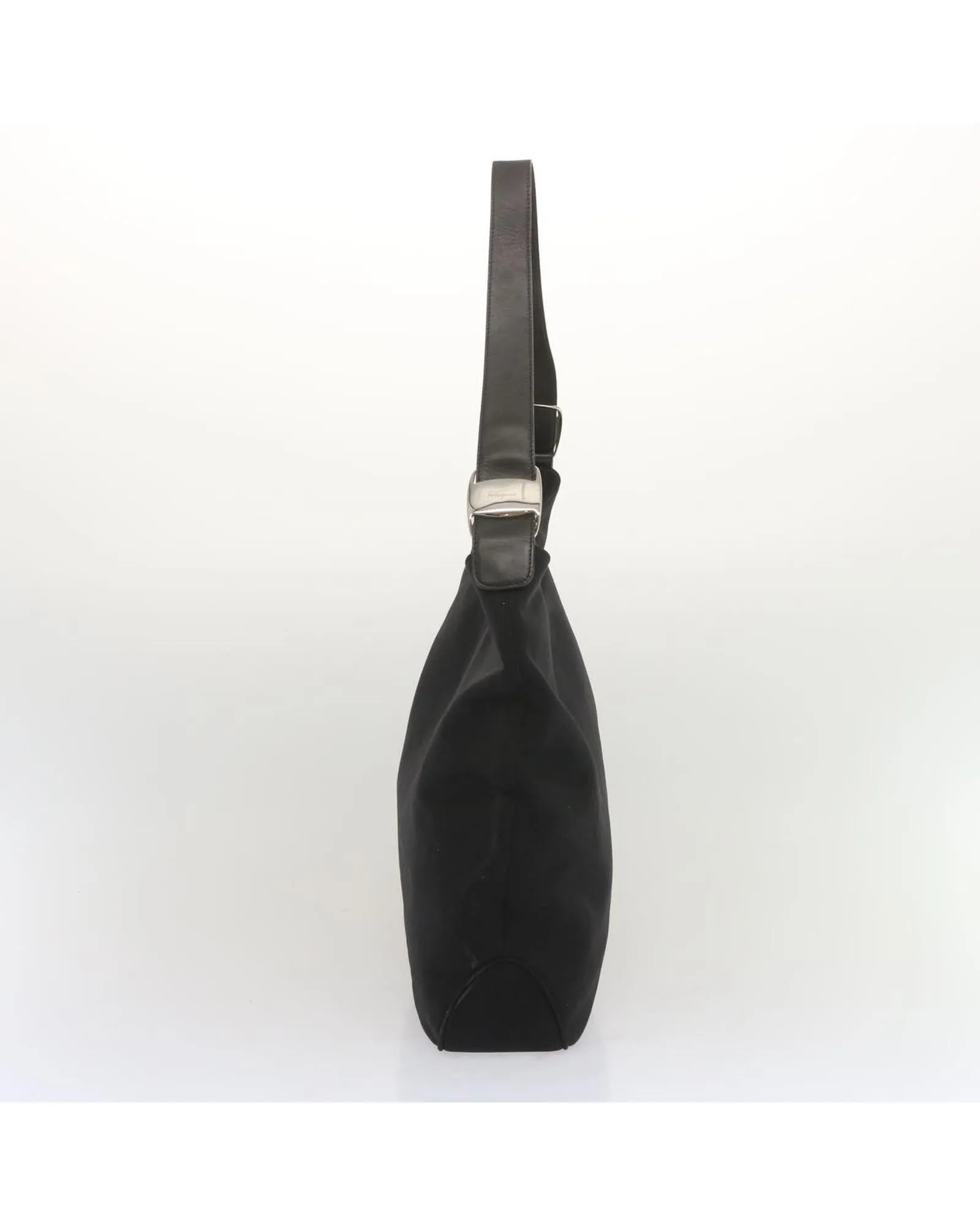 Black Canvas Shoulder Bag with Dust Bag - Italian Made