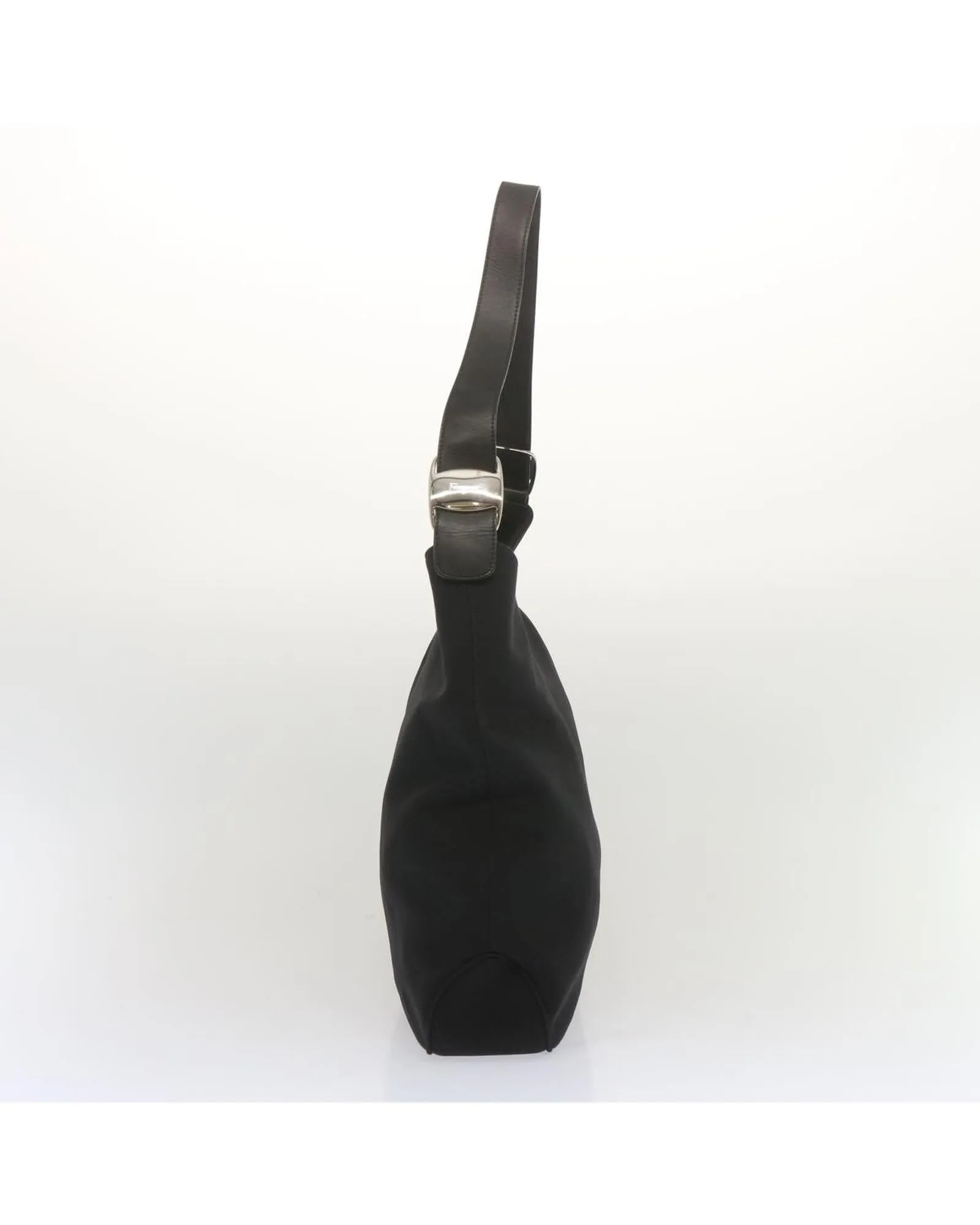 Black Canvas Shoulder Bag with Dust Bag - Italian Made