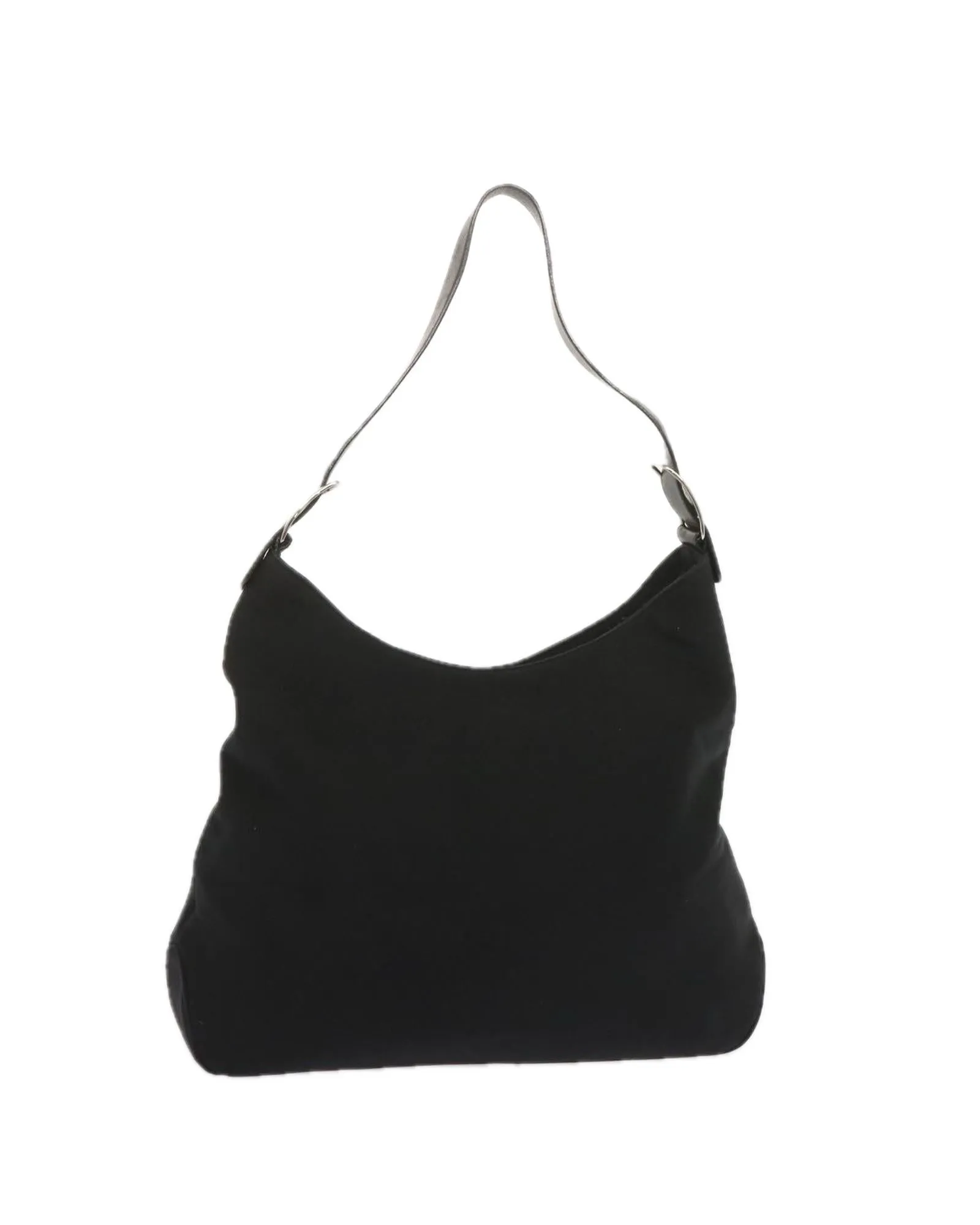 Black Canvas Shoulder Bag with Dust Bag - Italian Made