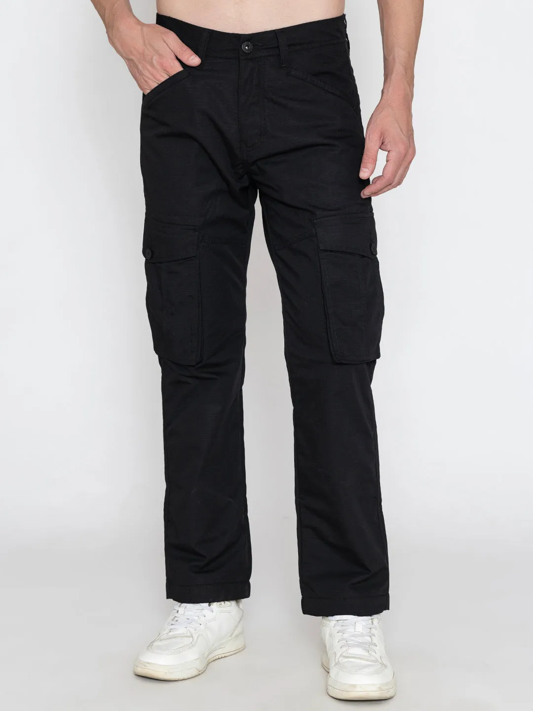 BLACK FLEECE CARGO PANTS.