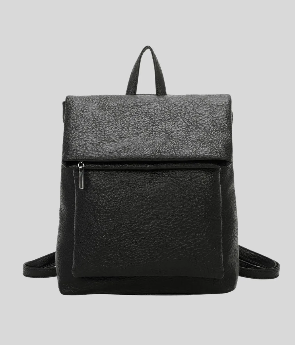 Black Textured Backpack