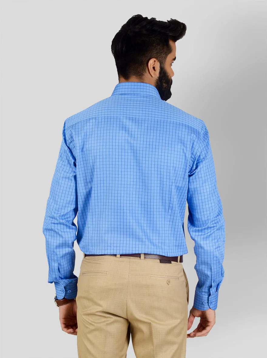 Bonnie Blue Checked Slim Fit Evening Wear Shirt | Metal