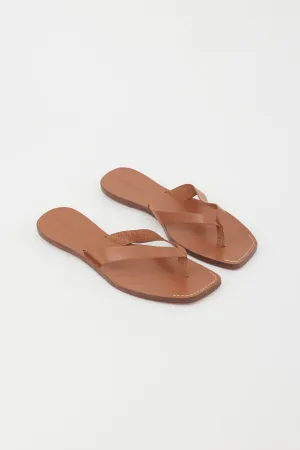 Brown Leather Flip Flops