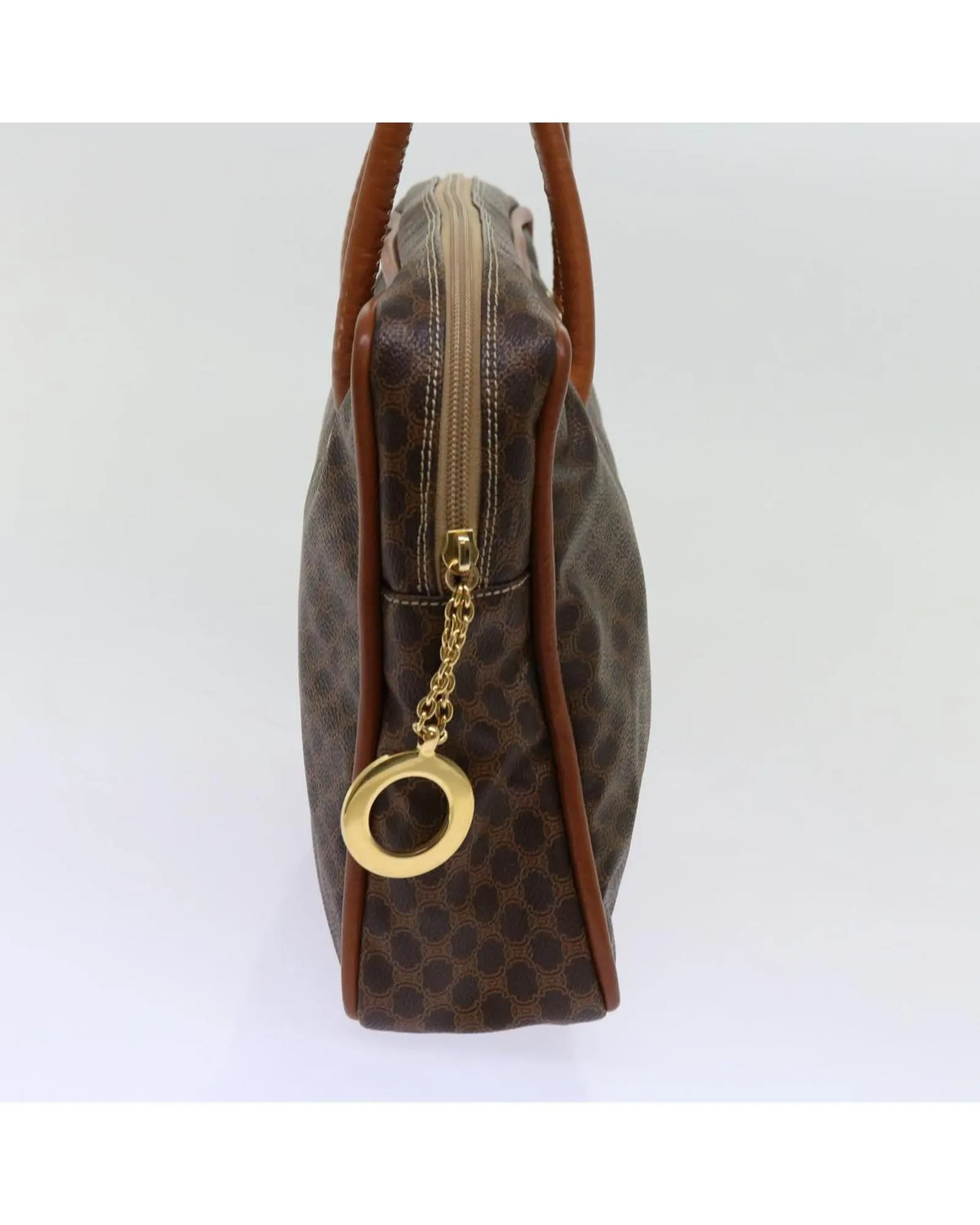 Brown Macadam Canvas Shoulder Bag by Celine