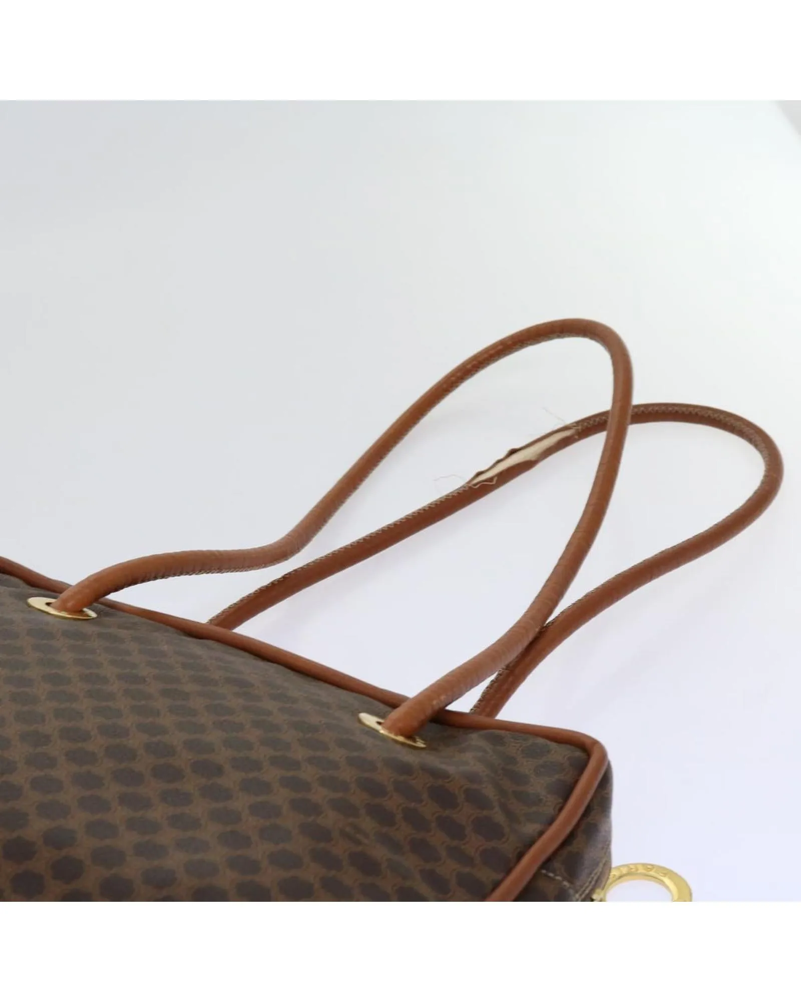 Brown Macadam Canvas Shoulder Bag by Celine