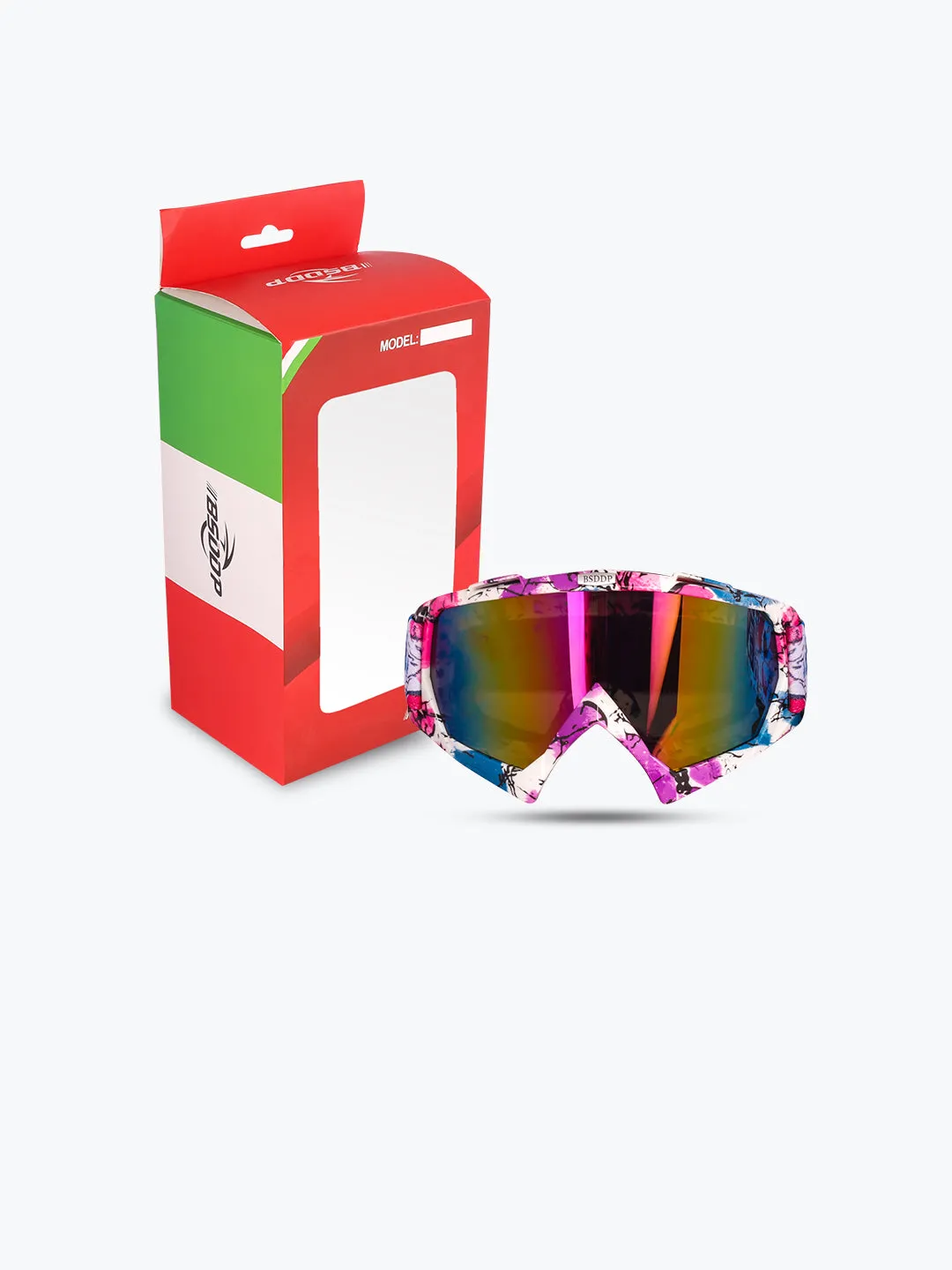 BSDDP Graphics Goggles Pink White Rainbow Tint