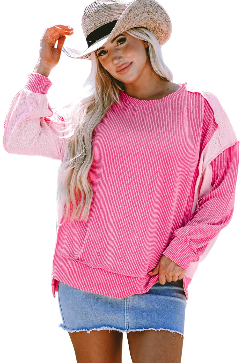 Cable Knit Colorblock Sweatshirt