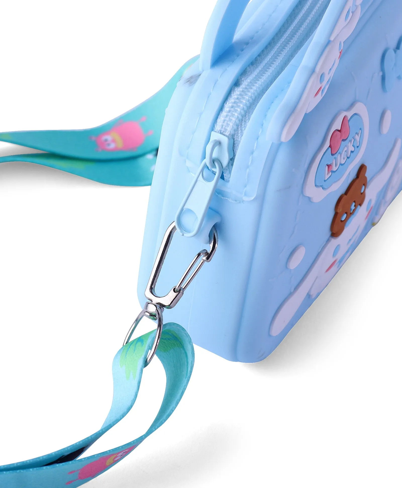 CARTOON DESIGN SILICON SLING BAG - BLUE