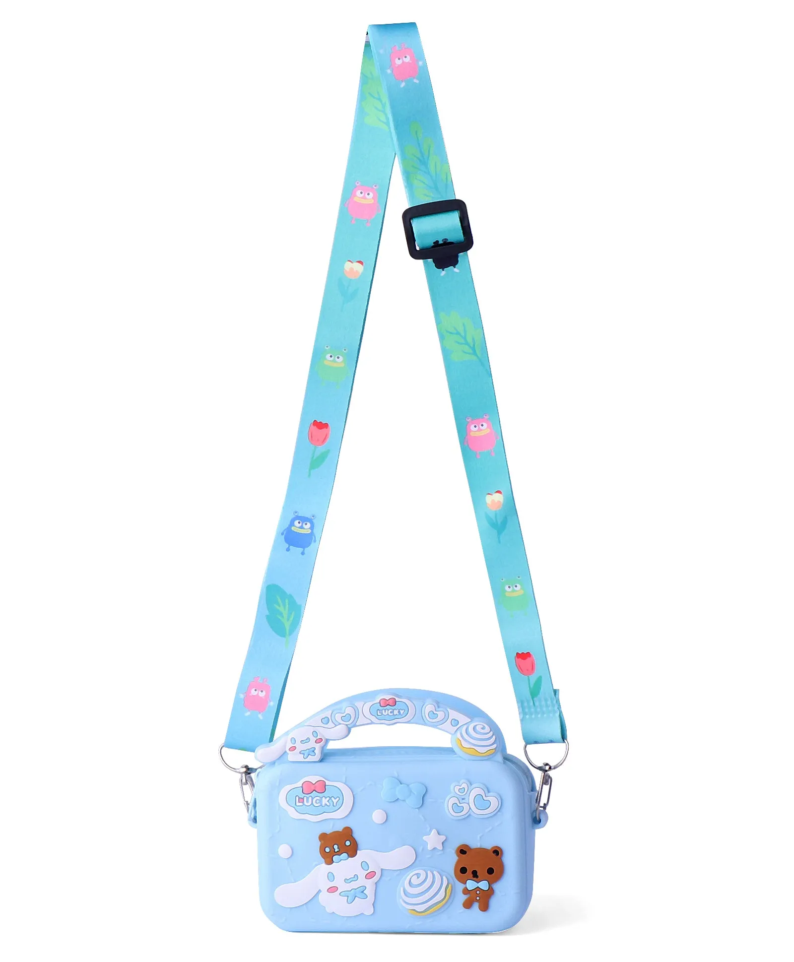 CARTOON DESIGN SILICON SLING BAG - BLUE