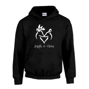 Classic Snuggling Buck and Doe Personalized with Your Names Hoodie