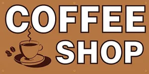 Coffee Shop Full Color Vinyl Banner. Ready To Use