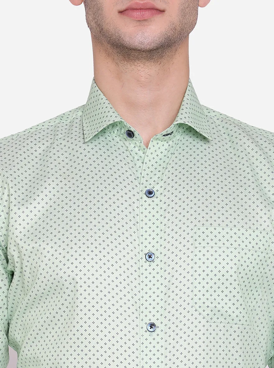 Cool Green Printed Slim Fit Formal Shirt | Greenfibre