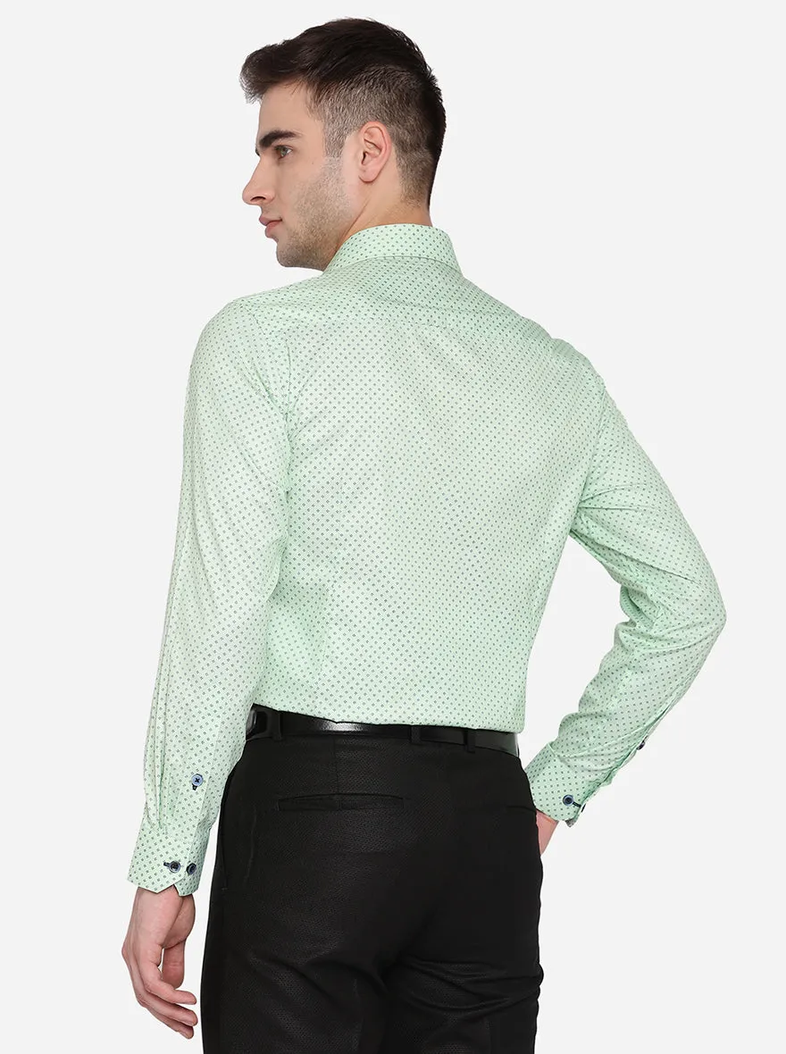 Cool Green Printed Slim Fit Formal Shirt | Greenfibre