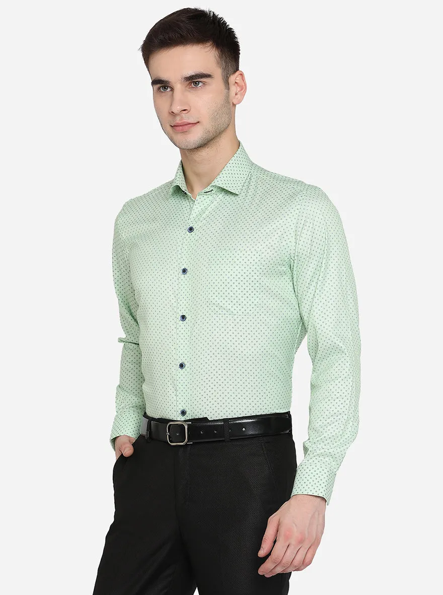 Cool Green Printed Slim Fit Formal Shirt | Greenfibre