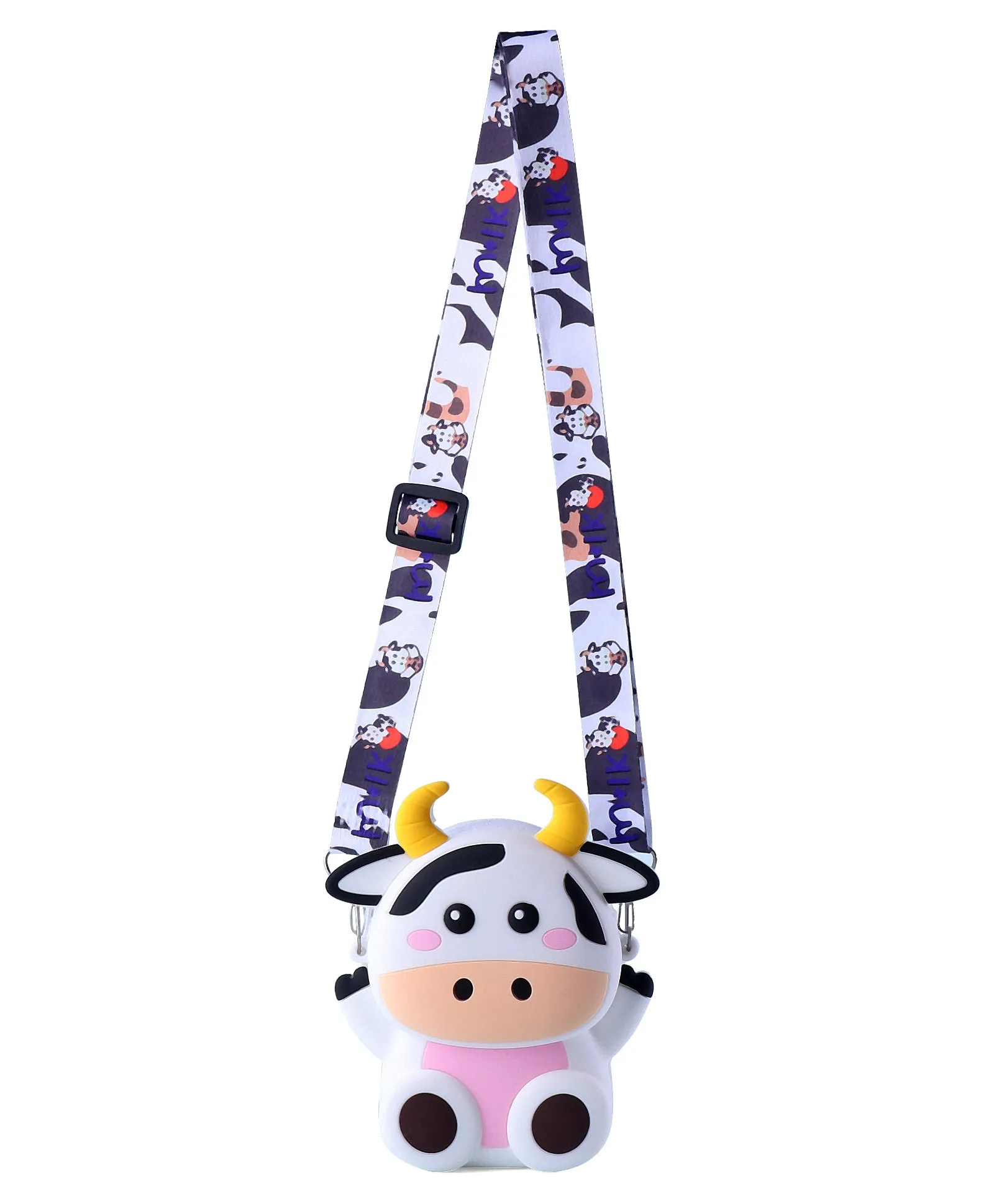 COW SILICON SLING BAG - WHITE & BLACK