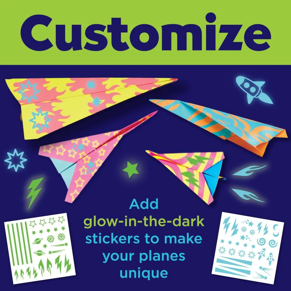 Creativity for Kids Stunt Squadron - Neon Glow Paper Airplanes