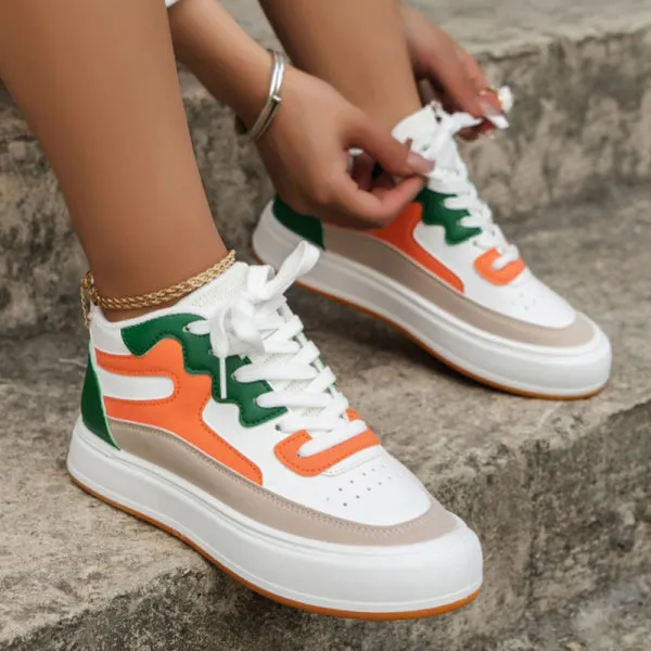 deanwangkt - White Green Casual Patchwork Frenulum Round Comfortable Out Door Shoes