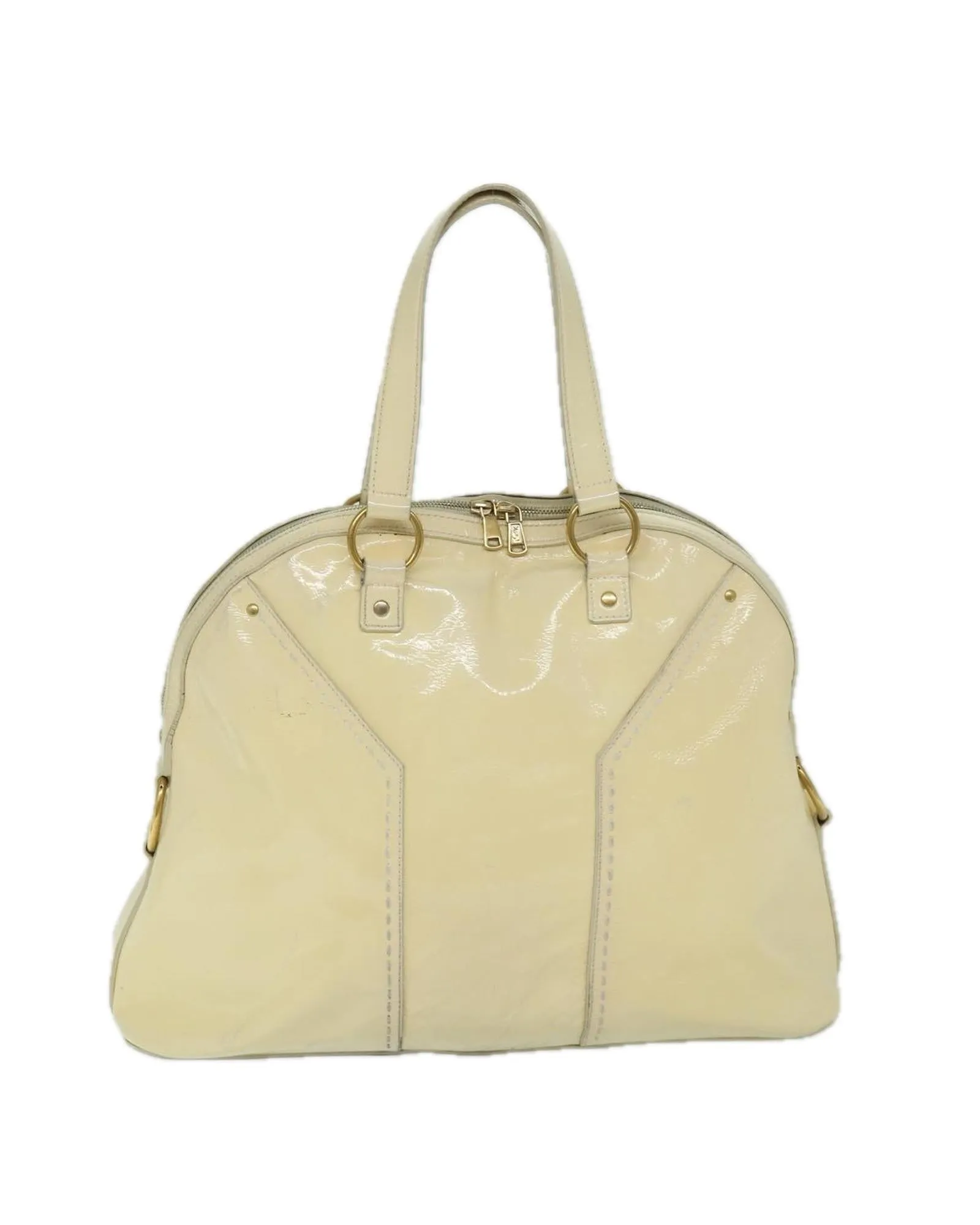 Enamel Cream Hand Bag by SAINT LAURENT