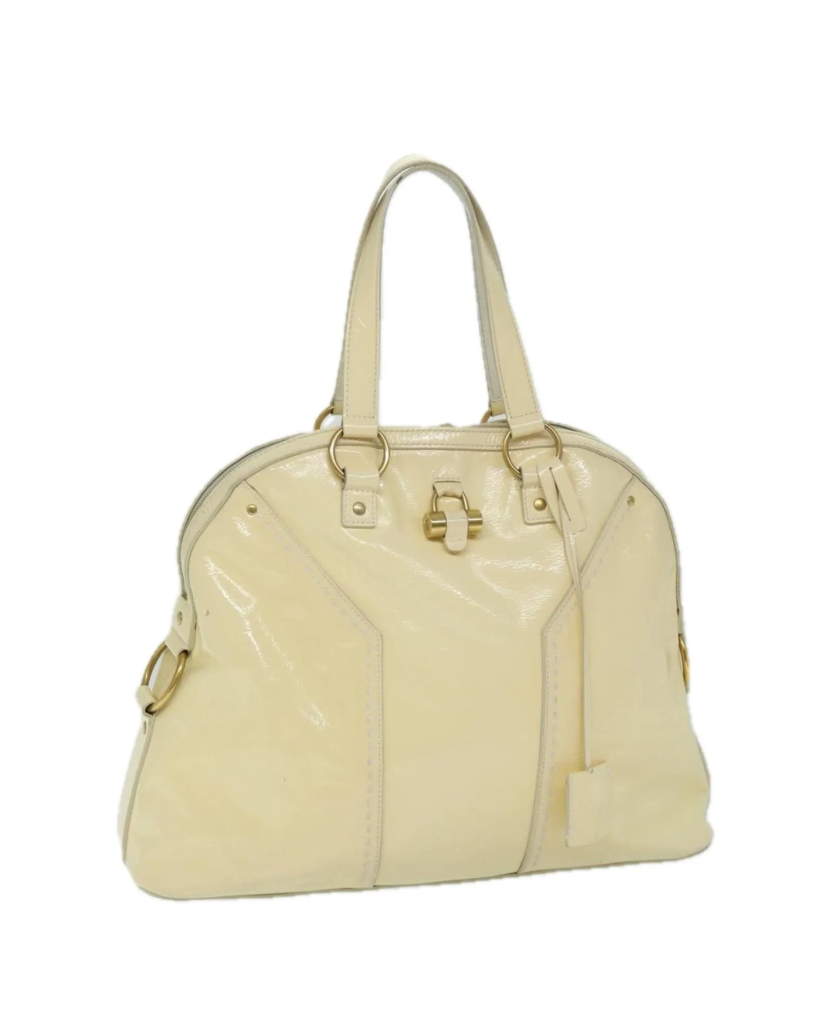 Enamel Cream Hand Bag by SAINT LAURENT