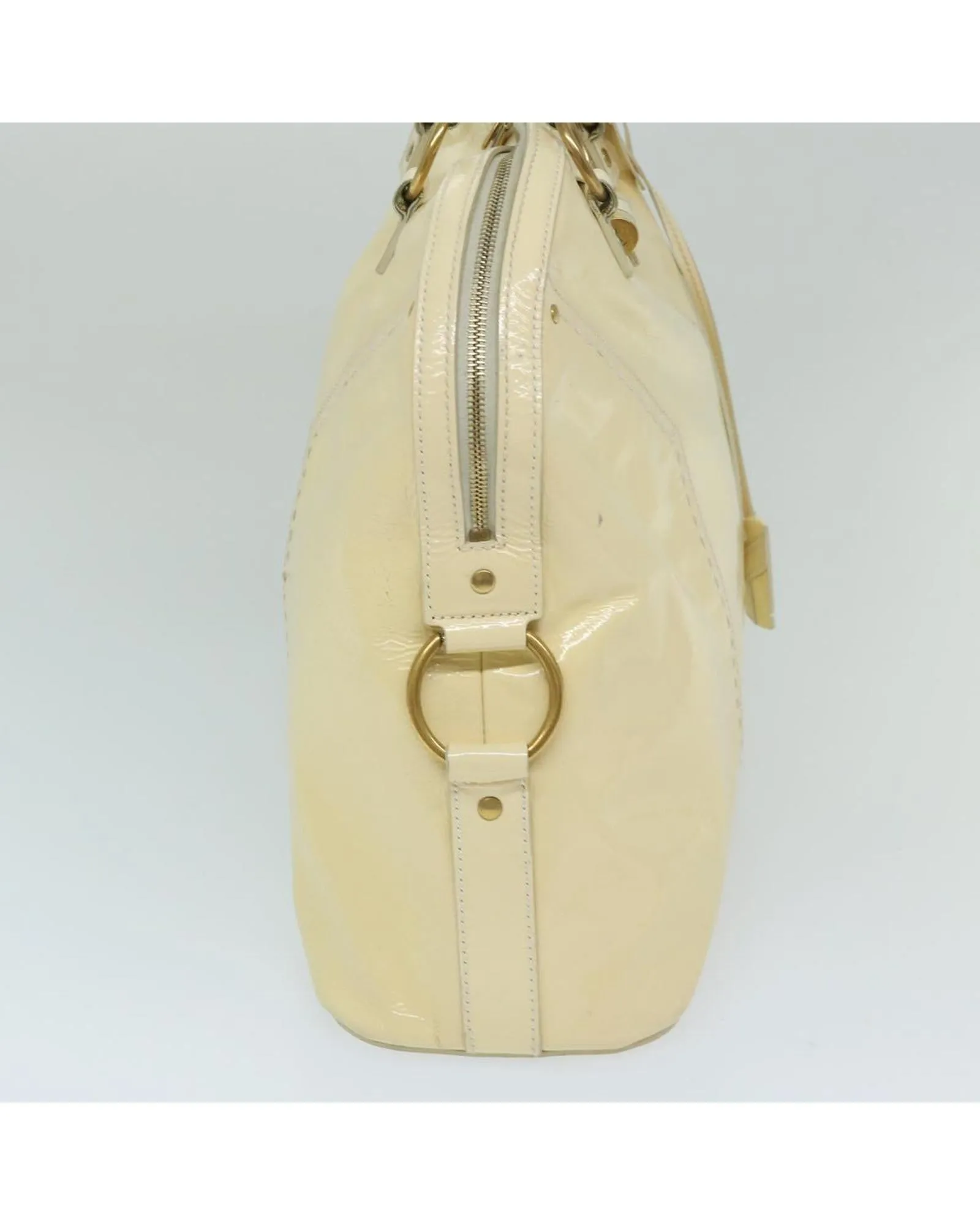 Enamel Cream Hand Bag by SAINT LAURENT