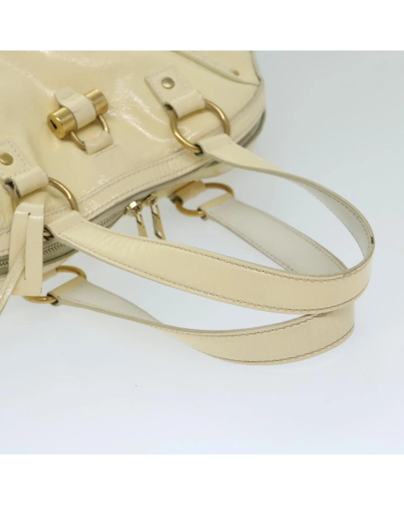 Enamel Cream Hand Bag by SAINT LAURENT