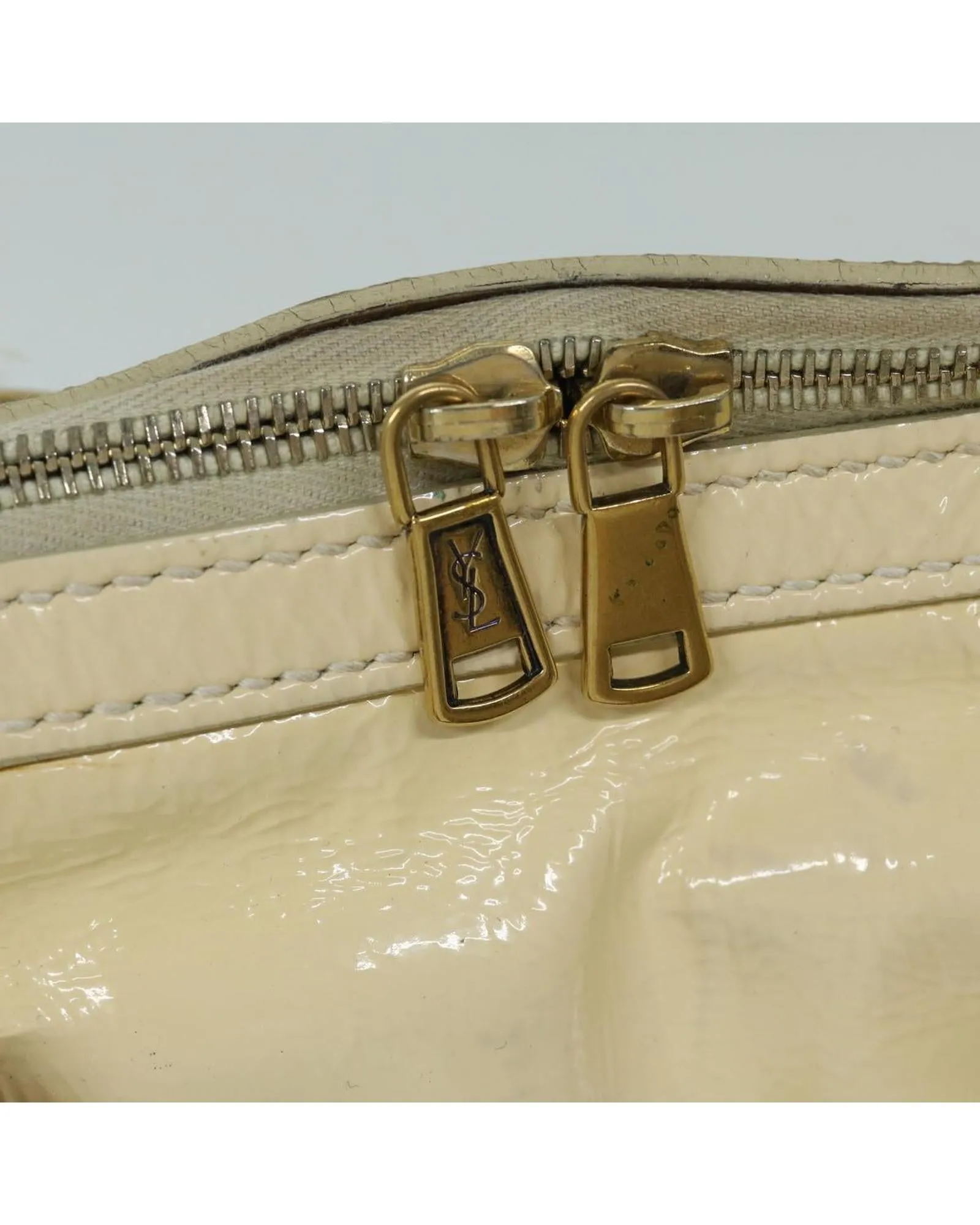 Enamel Cream Hand Bag by SAINT LAURENT