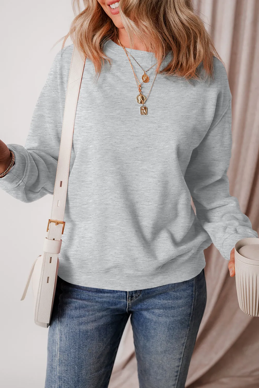 Fleece Lined Drop Shoulder Terry Sweatshirt