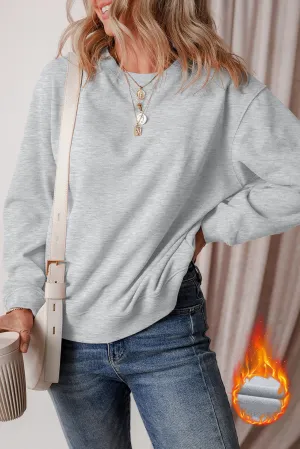 Fleece Lined Drop Shoulder Terry Sweatshirt