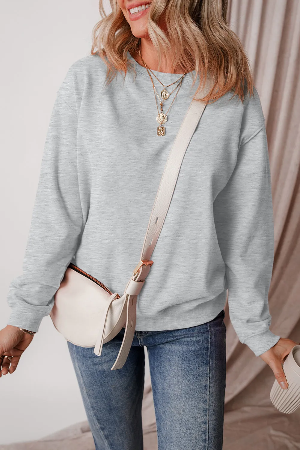 Fleece Lined Drop Shoulder Terry Sweatshirt