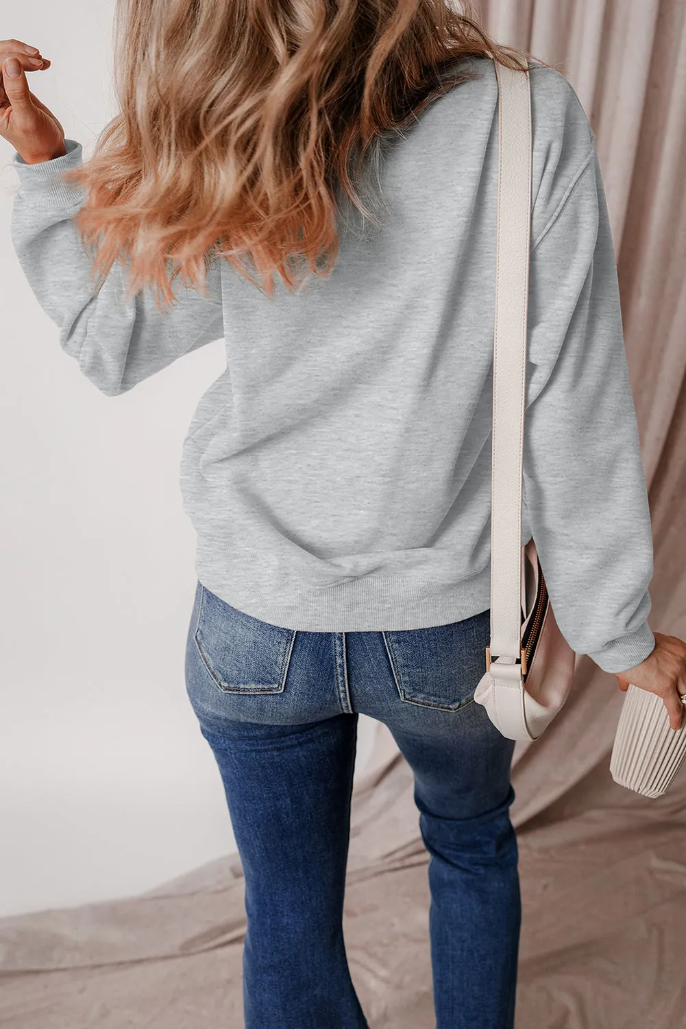 Fleece Lined Drop Shoulder Terry Sweatshirt