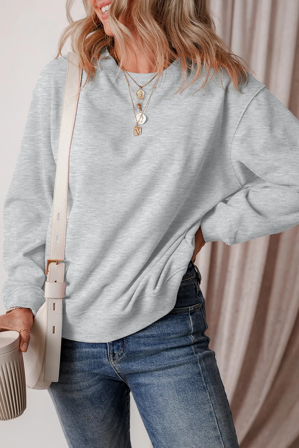 Fleece Lined Drop Shoulder Terry Sweatshirt