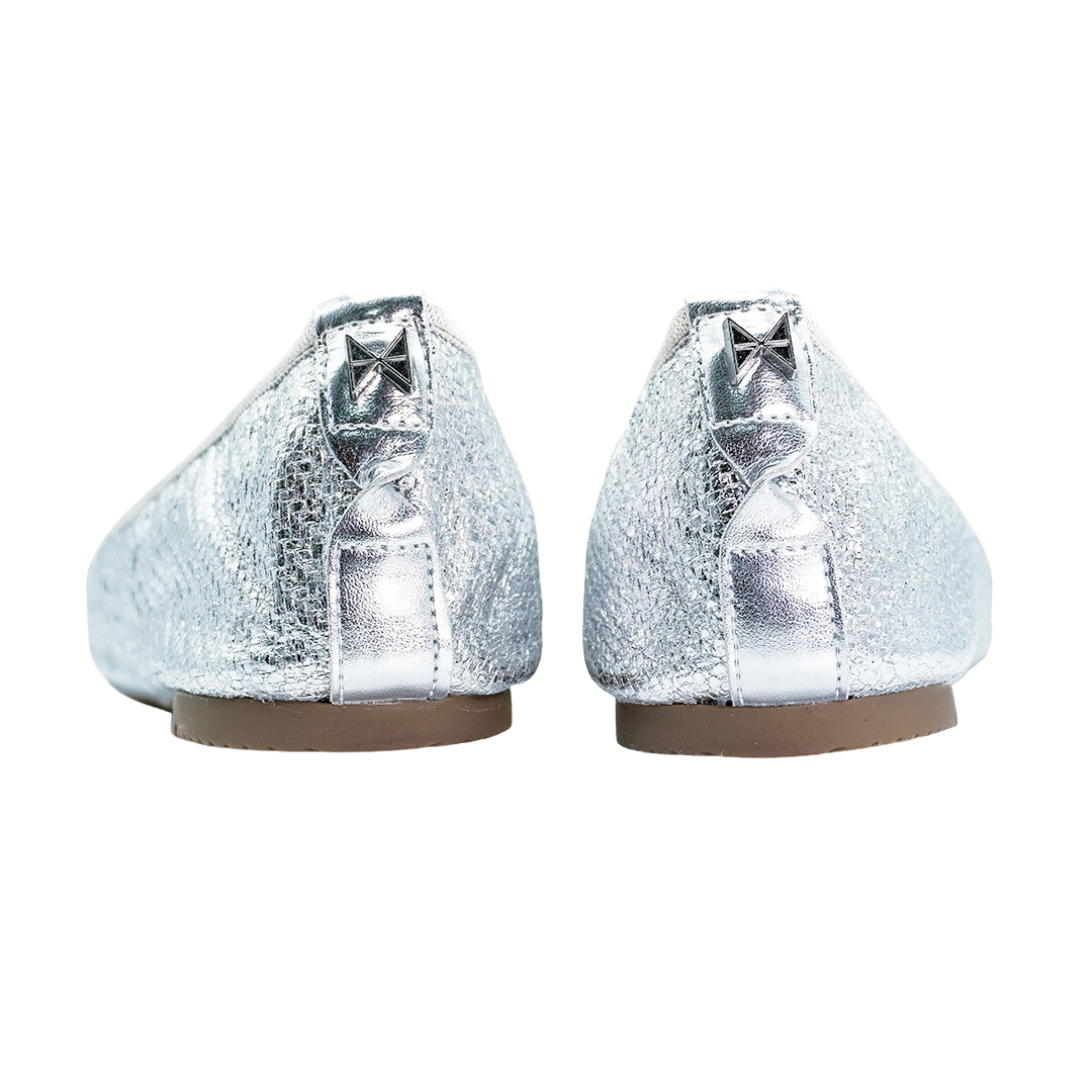 FRANKIE Ballet Flat Shoes - Silver Woven