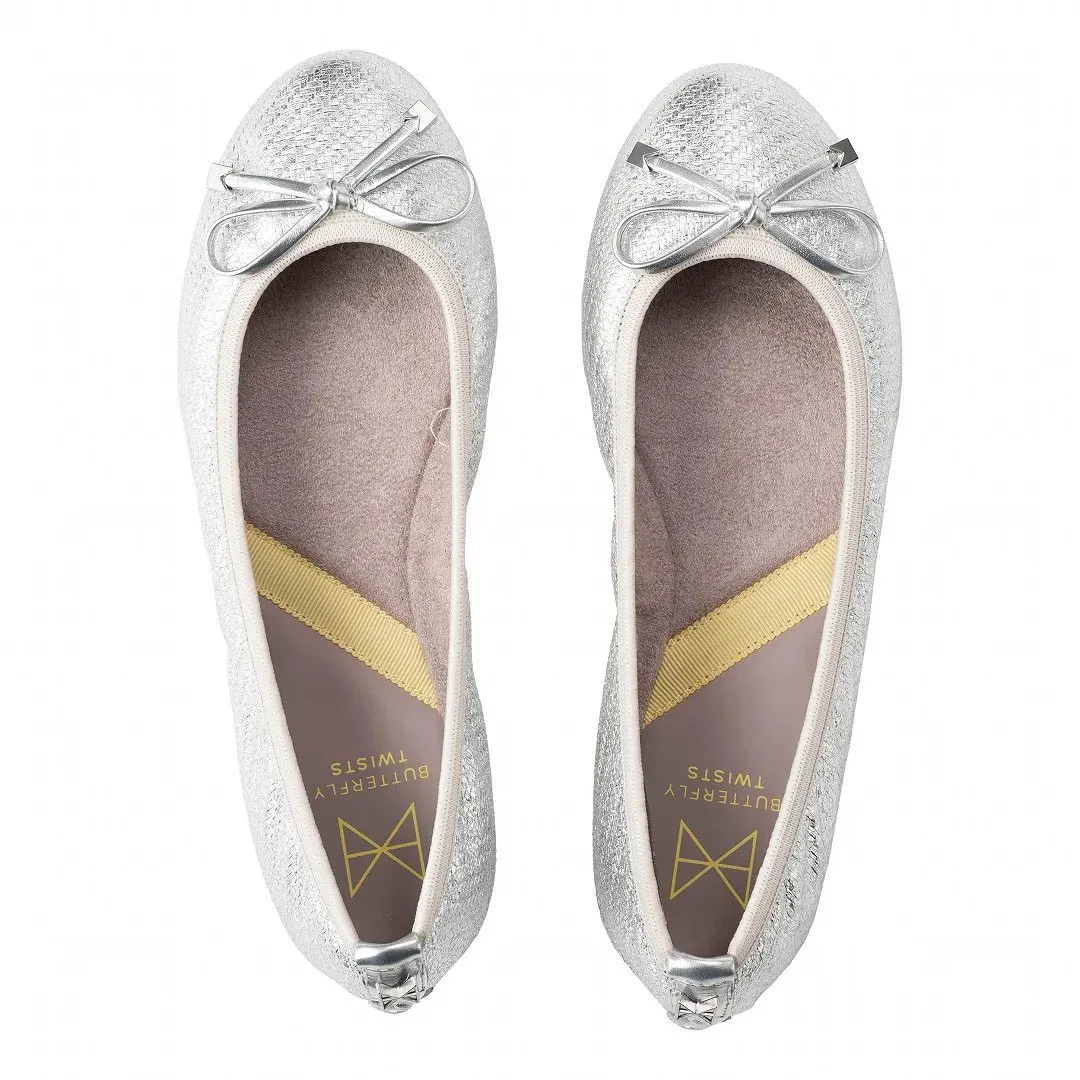 FRANKIE Ballet Flat Shoes - Silver Woven