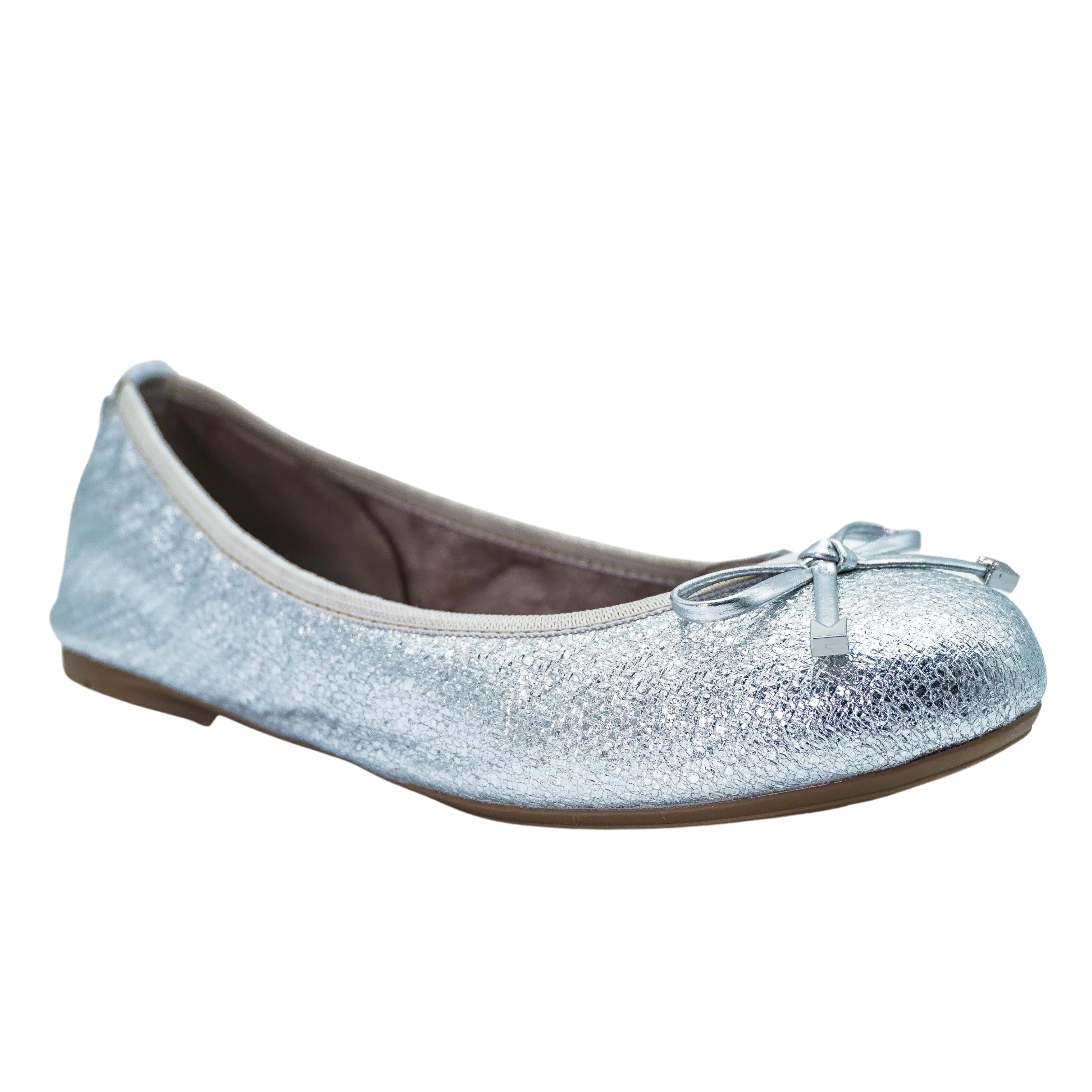 FRANKIE Ballet Flat Shoes - Silver Woven